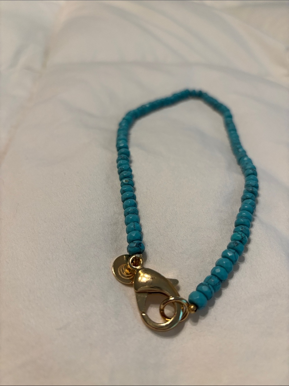 Turquoise Beaded Necklace with Gold Accents - Picture 3 of 4